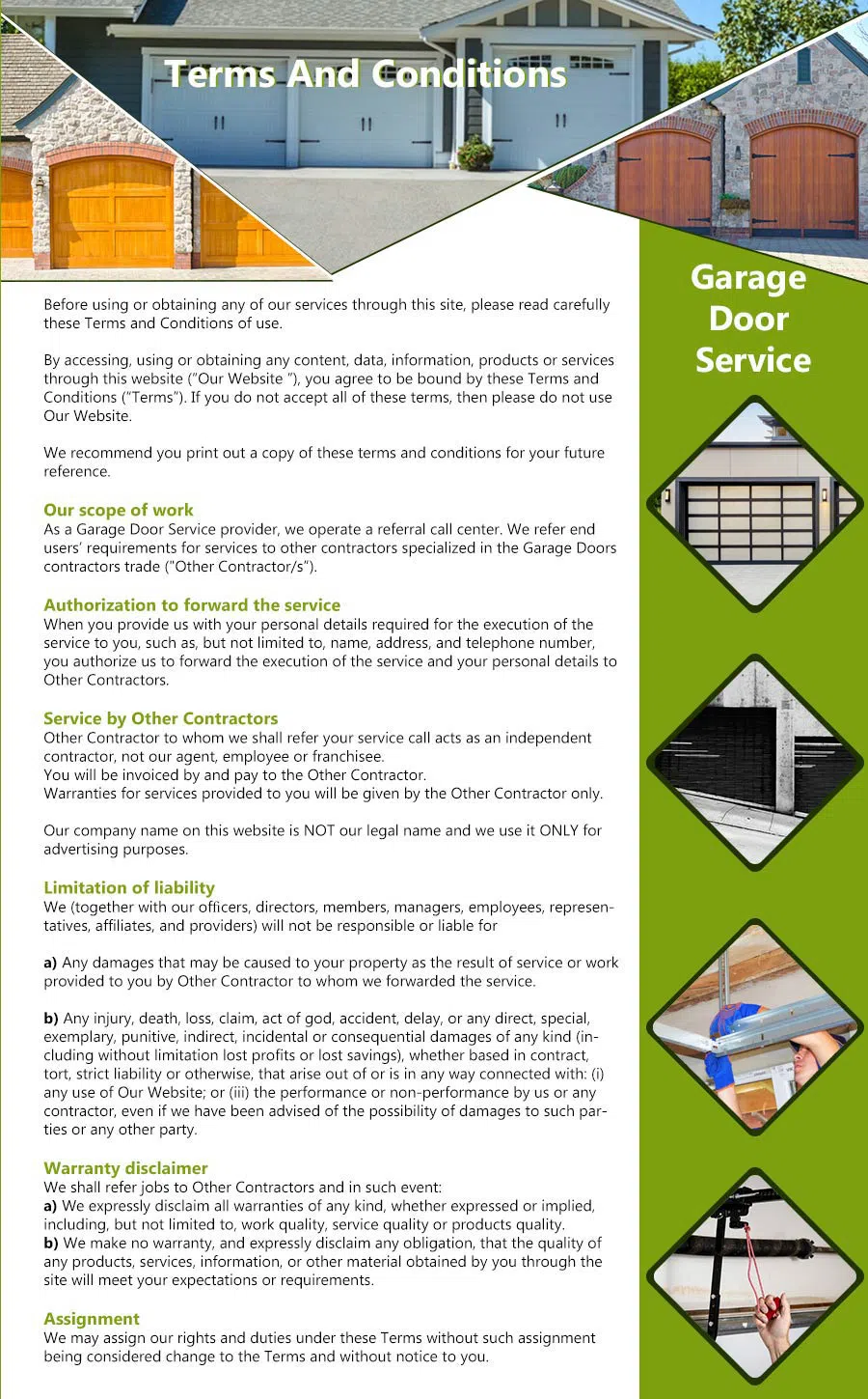 Galaxy Garage Door Repair Service Middlesex, NJ 732-523-4560 - terms5